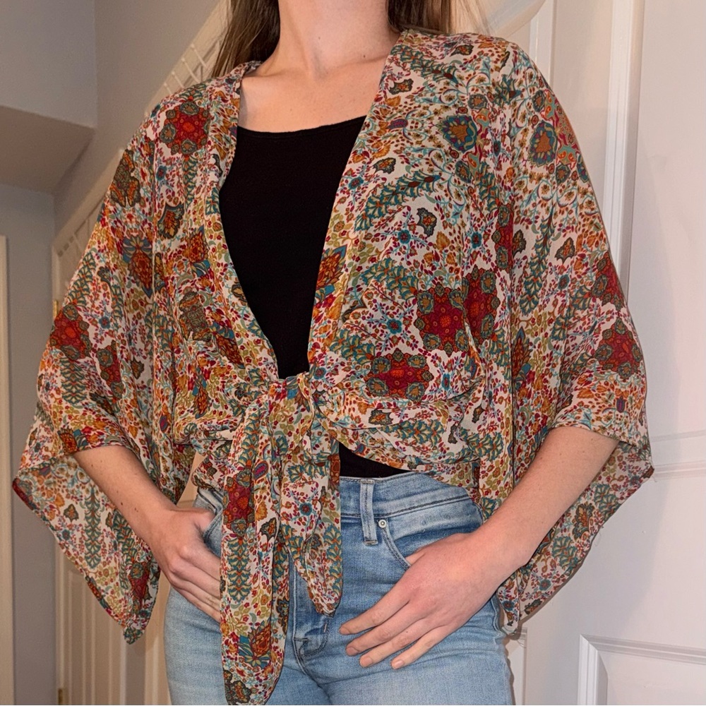 Boho Floral Kimono Cover Up Cardigan